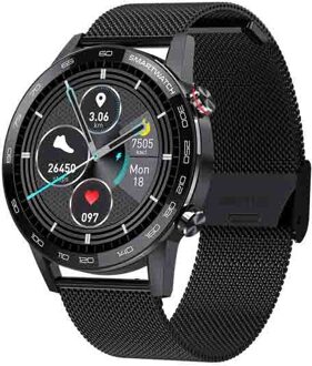 L16 Smart Horloge Mannen Ecg + Ppg IP68 Waterdichte Bluetooth Muziek Bloeddruk Hartslag Fitness Tracker Sport Smartwatch Pk l8 L15 zwart staal