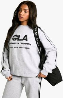 La Basketball Zijgestreept Oversized Sweatshirt, Grey Marl