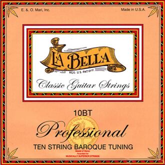 La Bella L-10BT snarenset klassiek 10-snarig snarenset klassiek 10-snarig, clear nylon trebles & silverplated basses, barok stemming