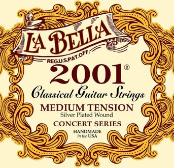 La Bella L-2001M snarenset klassiek snarenset klassiek, professional, medium tension, clear nylon trebles, silverplated basses