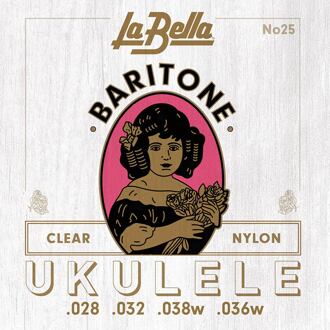 La Bella L-25 snarenset bariton ukelele snarenset bariton ukelele, clear nylon, 028-032-038W-036W