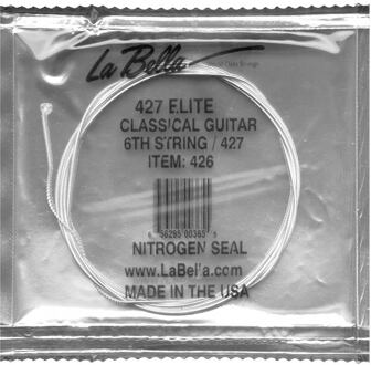 La Bella L-426 E-6-snaar voor klassieke gitaar E-6-snaar voor klassieke gitaar, silverplated wound nylon