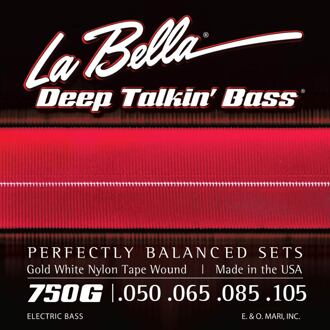 La Bella L-750G snarenset elektrische basgitaar snarenset elektrische basgitaar, gold white nylon tape wound, light, 050-065-085-105
