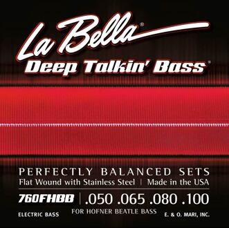 La Bella L-760FHBB snarenset basgitaar snarenset basgitaar, voor Hofner Beatle bass, stainless steel flatwound, 050-065-080-100 shortscale