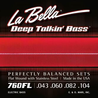 La Bella L-760FL snarenset elektrische basgitaar snarenset elektrische basgitaar, stainless steel flatwound, light, 043-060-082-104 longscale