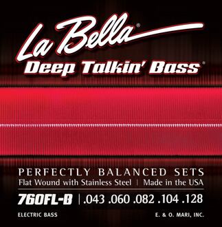 La Bella L-760FLB snarenset elektrische basgitaar snarenset elektrische basgitaar, stainless steel flatwound, light, 043-060-082-104-128