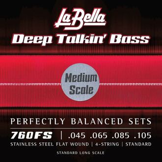 La Bella L-760FS-M string set electric bass, stainless steel flatwound, 045-065-085-105, medium scale