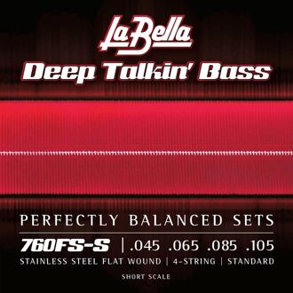 La Bella L-760FS-S string set electric bass, stainless steel flatwound, standard, 45-105, short scale