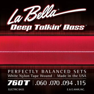La Bella L-760T snarenset elektrische basgitaar snarenset elektrische basgitaar, white nylon tape wound, standard, 060-070-094-115