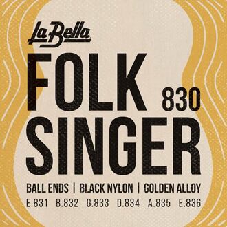 La Bella L-830 snarenset klassiek snarenset klassiek, folk singer ball ends, black nylon trebles, silverplated basses