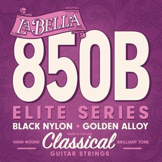 La Bella L-850B snarenset klassiek snarenset klassiek, black nylon trebles, gold basses, 028-032-040-029-034-041