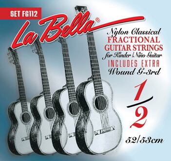 La Bella L-FG112 snarenset klassiek snarenset klassiek, 1/2 mensuur, clear nylon trebles, silverplated basses, extra G-3 (wound)