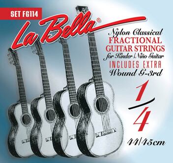 La Bella L-FG114 snarenset klassiek snarenset klassiek, 1/4 mensuur, clear nylon trebles, silverplated basses, extra G-3 (wound)