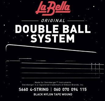 La Bella L-S660 snarenset elektrisch snarenset elektrisch, voor Steinberger, black nylon tapewound, 060-070-094-115