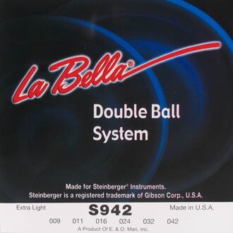 La Bella L-S942 snarenset elektrisch snarenset elektrisch, voor Steinberger, double ball end, extra light, 009-011-016-024-032-042