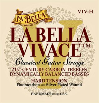 La Bella L-VIV-H snarenset klassiek snarenset klassiek, fluorcarbon trebles & silverplated basses, hard tension