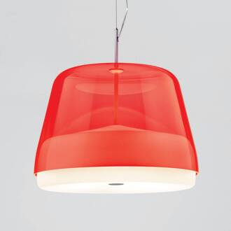 La Belle S5 hanglamp rood rood-transparant, opaalwit