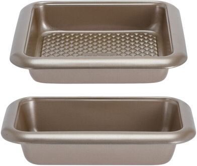 La Cucina 2-Delige set bakvormen/cakevormen - met anti-aanbak laag - zilver - 25 en 28 cm