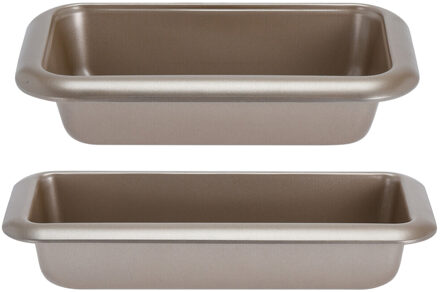 La Cucina 2-Delige set bakvormen/cakevormen met anti-aanbak laag zilver 28 en 35 cm