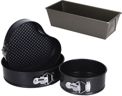 La Cucina 4-Delige set springvormen/taartvormen met anti-aanbak laag zwart