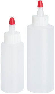 La Cucina Doseerflesjes/garneerflesjes - 2x - kunststof - 60 ml en 120 ml - poffertjes knijpflesjes