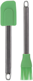 La Cucina Keukengerei set - 2-delig - pannenlikker/bakkwast - groen - rvs/siliconen