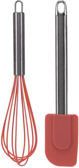 La Cucina Keukengerei set - garde/pannenlikker - rood - RVS/siliconen - Ca. 26 cm