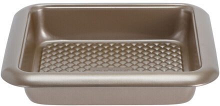 La Cucina Vierkante bakvorm/cakevorm - met anti-aanbak laag - zilver - 25 x 25 cm