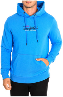 La Martina Blauwe hoodie met geborduurd logo La Martina , Blue , Heren - 2Xl,M,S,3Xl