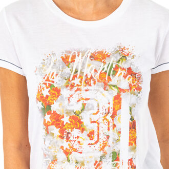 La Martina Dames-T-shirt met korte mouwen en ronde hals LWR309 - maat M Wit