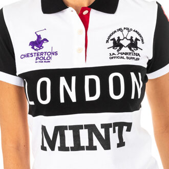 La Martina Damespolo met korte mouwen en contrasterende reverskraag 2WPG79 - maat Veelkleurig