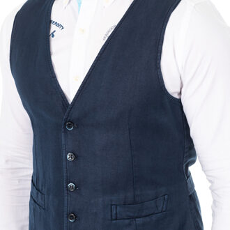 La Martina Fijn gebreid herenvest met verstelbare riem V-hals HMJA11 - maat Blauw