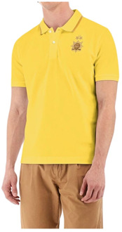 La Martina Geborduurde Stretch Heren Polo Shirt La Martina , Yellow , Heren - Xl,L