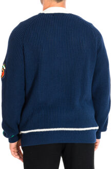 La Martina Gebreide heren trui met lange mouwen TMS300-XC040 - maat L Blauw