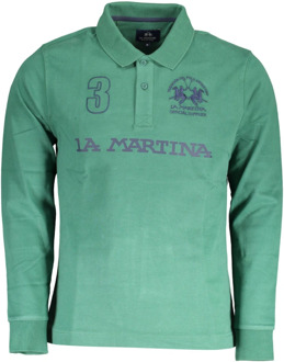 La Martina Groen Katoenen Polo Shirt, Lange Mouwen, Logo La Martina , Green , Heren - 2Xl,Xl,4Xl