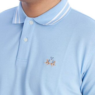 La Martina Heren Regular Fit Polo met korte mouwen YMP014-PK031 - maat L Blauw