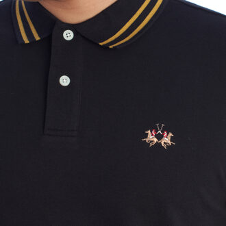 La Martina Heren Regular Fit Polo met korte mouwen YMP014-PK031 Zwart - 2XL