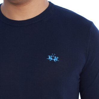 La Martina Heren Regular Fit Sweater met ronde hals YMS010-XC008 - maat S Blauw