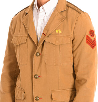 La Martina Herencolbert in reguliere pasvorm met reverskraag TMJE30-TW412 Bruin - EU 50