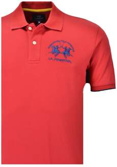 La Martina Korte Mouwen Piquet Stretch Polo Shirt - maat L Rood