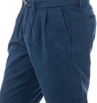 La Martina Lange broek met recht afgesneden zomen en riemlussen KMT006 man - maat Blauw