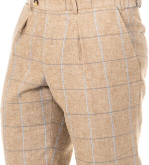 La Martina Lange geruite herenbroek met omgezoomde onderkant JMTJ01 Bruin - 32W/32L