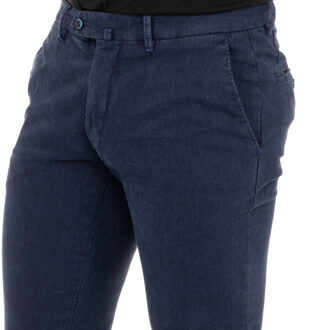 La Martina Lange herenbroek met recht afgesneden zomen KMTA01 Blauw