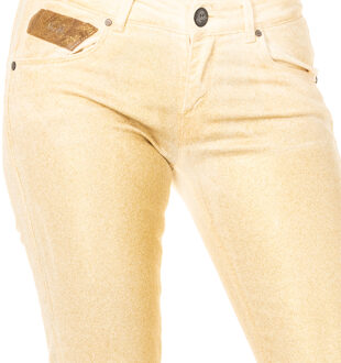 La Martina Stretchbroek met glanzend effect en dun gesneden zomen HWT012 vrouw Goud - 28 (Taille)