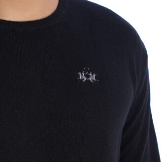 La Martina XMS004-YW084 Wollen heren trui met ronde hals - maat 2XL Zwart