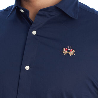 La Martina YMC002-PP483 Slim Fit Overhemd met lange mouwen voor heren Blauw