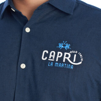 La Martina YMC312-TL072 Heren Regular Fit Shirt Met Lange Mouw Blauw