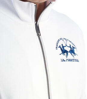 La Martina YMF300-FP568 Heren Regular Fit Zip Up Sweatshirt Wit