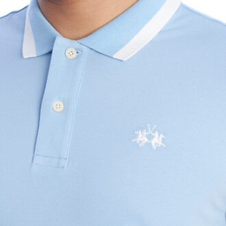 La Martina YMP006-PK001 Heren Slim Fit Poloshirt met korte mouwen Blauw - L