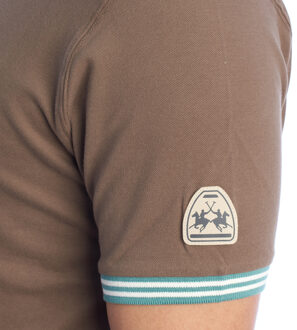 La Martina YMP011-PK001 Herenpolo met korte mouwen en normale pasvorm - maat M Bruin